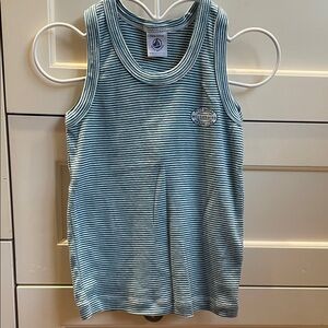 Petit Bateau Teal Striped Kids Tank Top